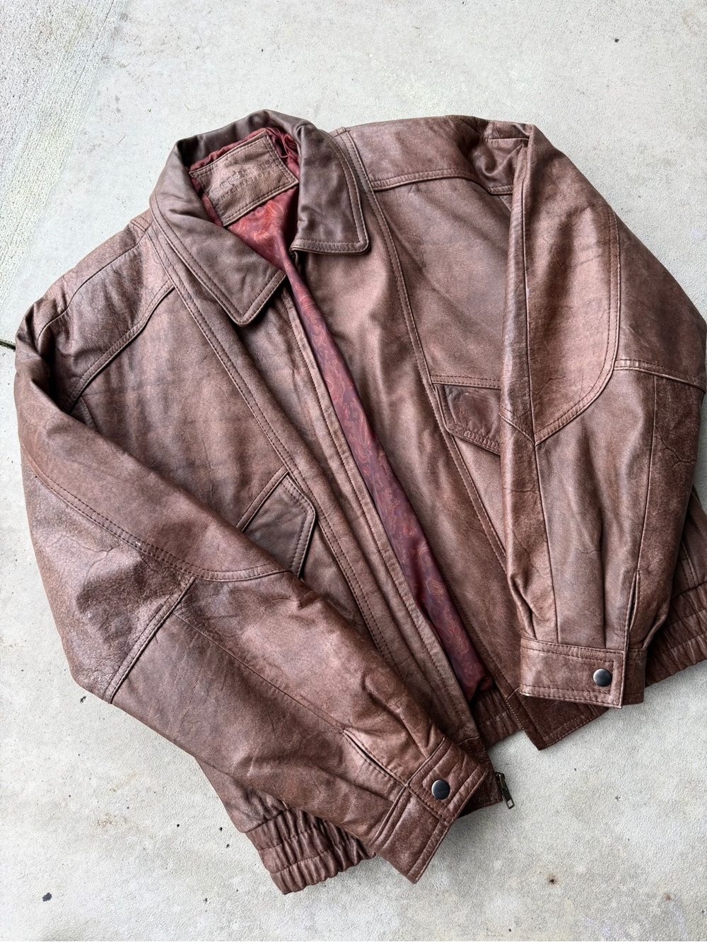 Men's Brown Leather Bomber Jacket - Classic Style